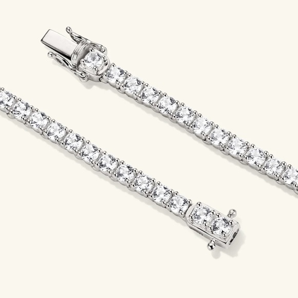 Mejuri White Sapphire & Sterling Silver Tennis Bracelet - 6” - Picture 3 of 7